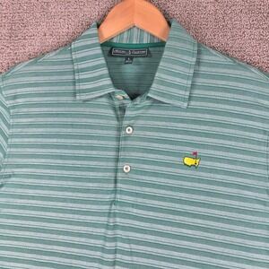 Masters Collection Mens Green Striped Golf Polo Shirt Size Large Augusta